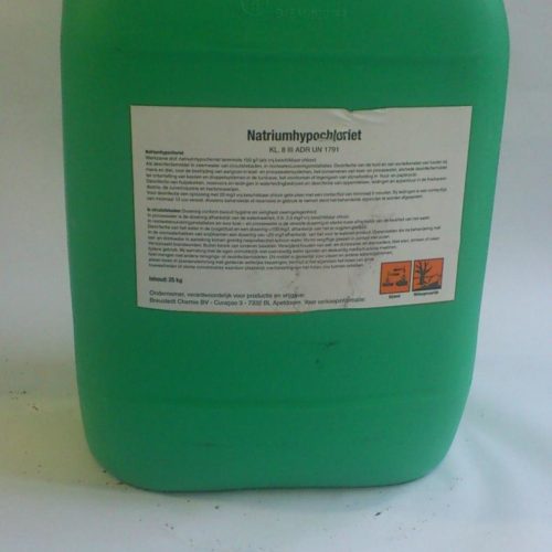 Featured image for “Vloeibaar chloor / can van 20 liter natriumhypochloriet (excl. statiegeld)”