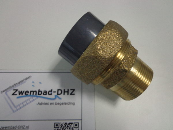 PVC / messing koppeling 50 mm lijm x 1.1/2" draad - 10bar (voor warmtewisselaar aansluiting)-0